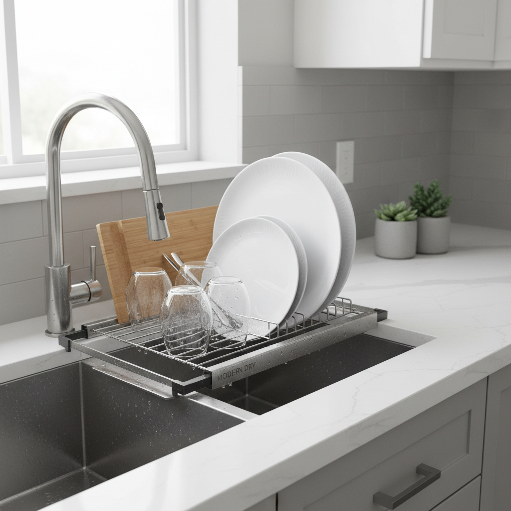 Over-Sink Expandable Dish Drying Rack